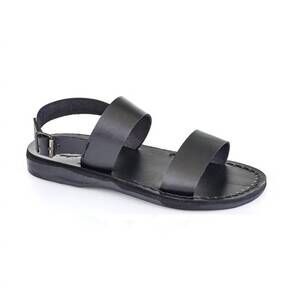 NEW JERUSALEM SANDALS unisex - golan leather slingback flat sandal in black